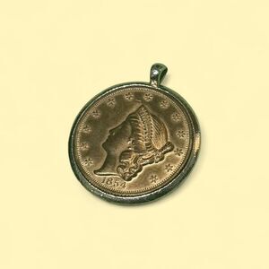 Vintage 1854 US Large Cent Coin Pendant